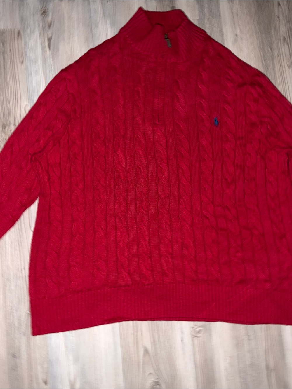 Polo Ralph Lauren Men’s Cable Knit Cotton Quarter Zip Sweater Red 2XL Big & Tall